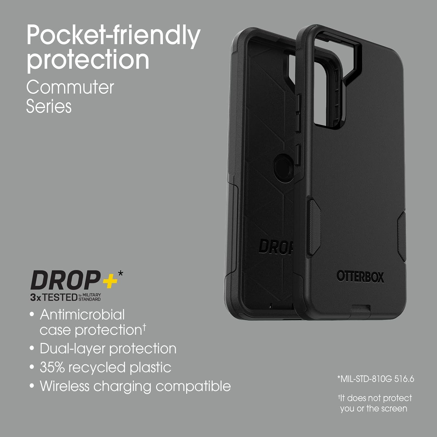 OtterBox Galaxy S22 Commuter Series Case - Black, Slim & Tough, Pocket-Friendly, with Port Protection - Image 5